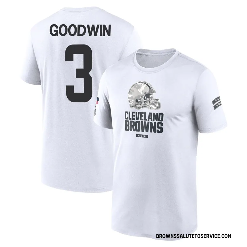 Men's Marquise Goodwin Cleveland Browns Legend White 2024 Salute to Service Performance T-Shirt