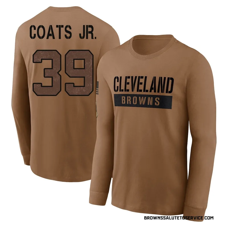 Men's Michael Coats Jr. Cleveland Browns Brown 2023 Salute To Service Long Sleeve T-Shirt