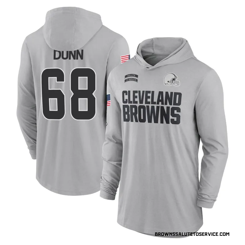 Men's Michael Dunn Cleveland Browns Gray 2024 Salute to Service Lightweight Performance Long Sleeve Hooded T-Shirt