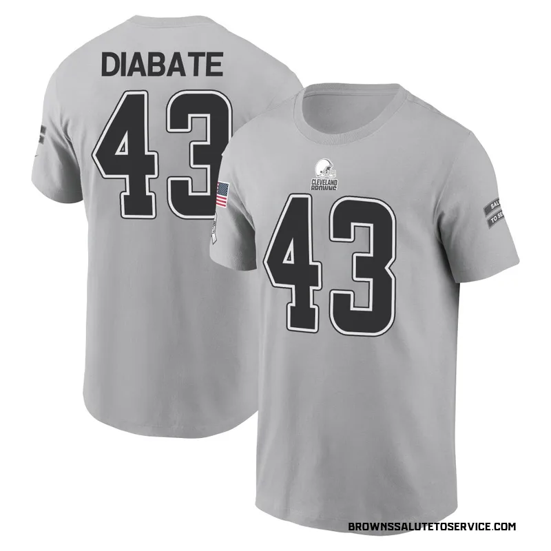 Men's Mohamoud Diabate Cleveland Browns Gray 2024 Salute to Service Name & Number T-Shirt