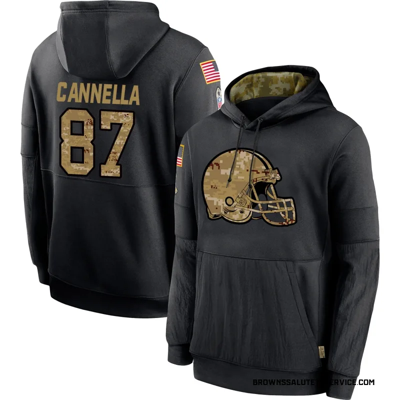 Men's Sal Cannella Cleveland Browns Black 2020 Salute to Service Sideline Performance Pullover Hoodie