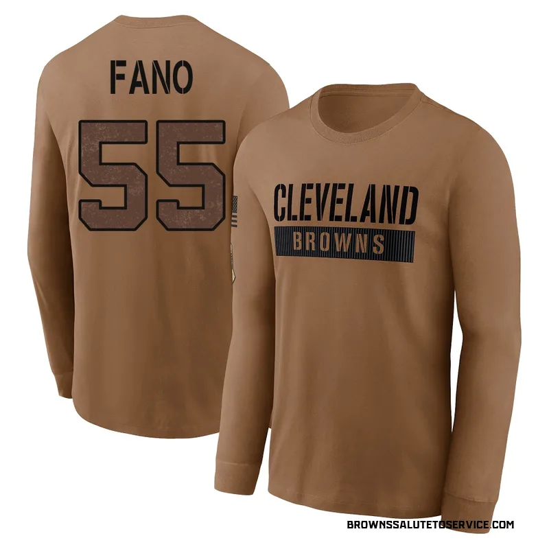 Men's Spencer Fano Cleveland Browns Brown 2023 Salute To Service Long Sleeve T-Shirt