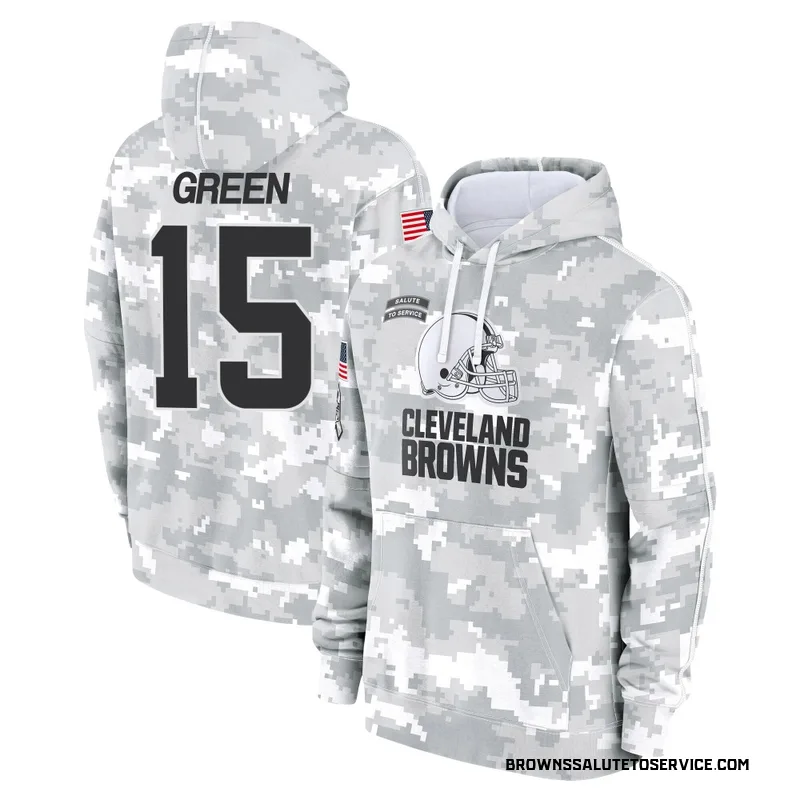 Men's Taylen Green Cleveland Browns Camo Arctic 2024 Salute to Service Club Fleece Pullover Hoodie