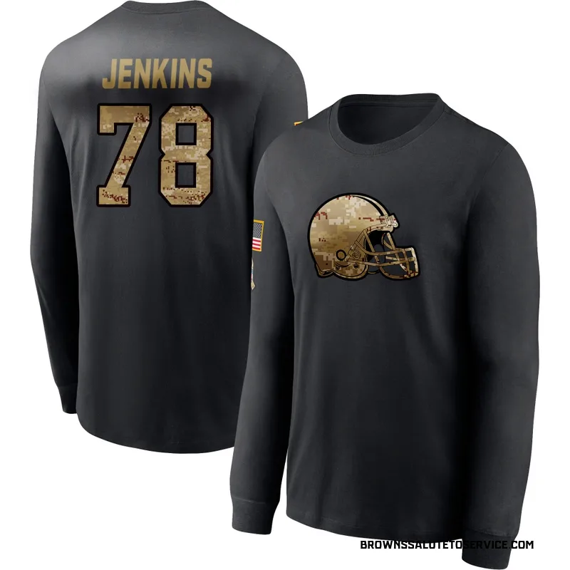 Men's Teven Jenkins Cleveland Browns Black 2020 Salute To Service Sideline Performance Long Sleeve T-Shirt