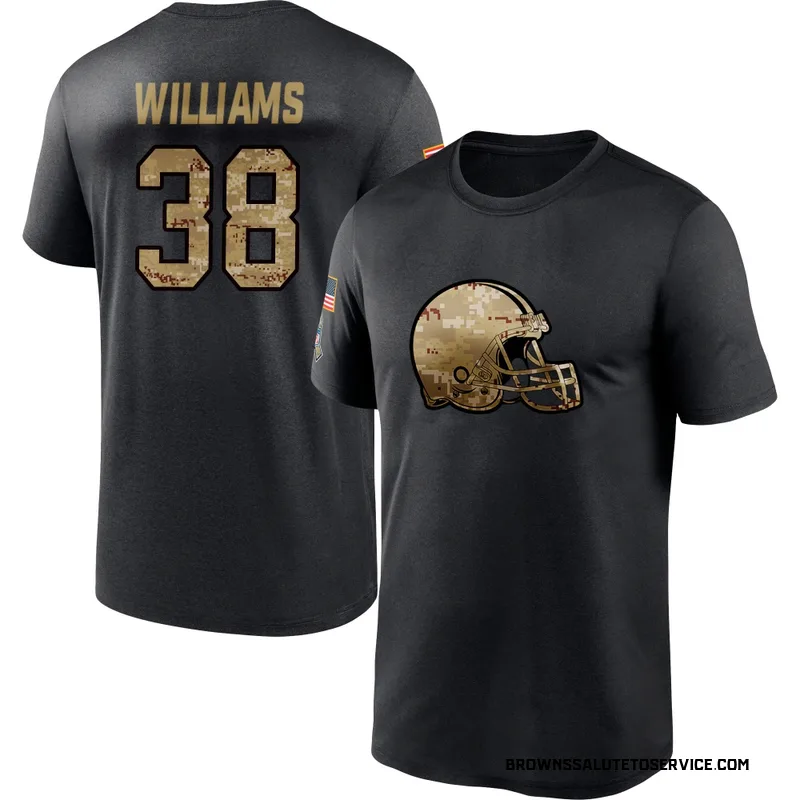Men's Trayveon Williams Cleveland Browns Black 2020 Salute To Service Performance T-Shirt