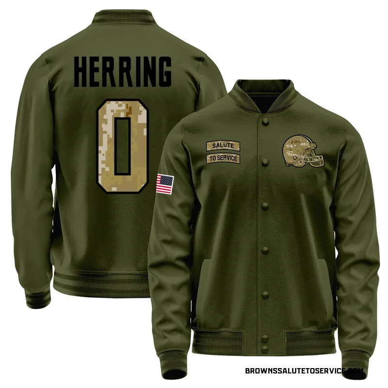 Men's Tyron Herring Cleveland Browns Olive Salute to Service Sideline Performance Jacket