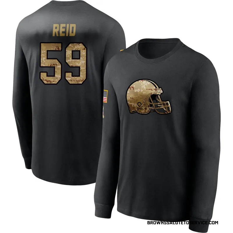 Men's Winston Reid Cleveland Browns Black 2020 Salute To Service Sideline Performance Long Sleeve T-Shirt