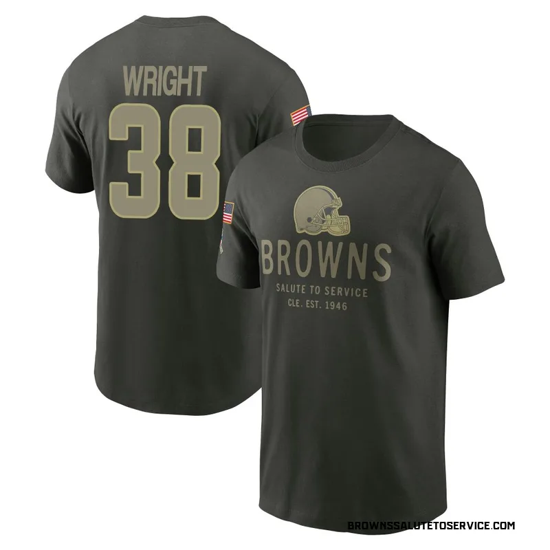 Men's Winston Wright Cleveland Browns Green Forest/ 2025 Salute to Service Sideline Primary Edge T-Shirt