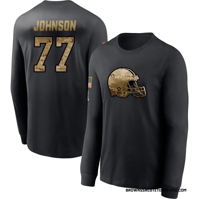 Men's Zion Johnson Cleveland Browns Black 2020 Salute To Service Sideline Performance Long Sleeve T-Shirt