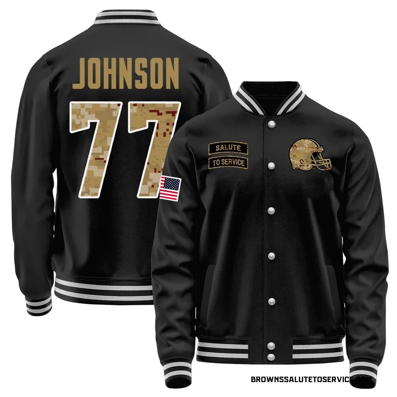 Men's Zion Johnson Cleveland Browns Black Salute to Service Sideline Performance Jacket