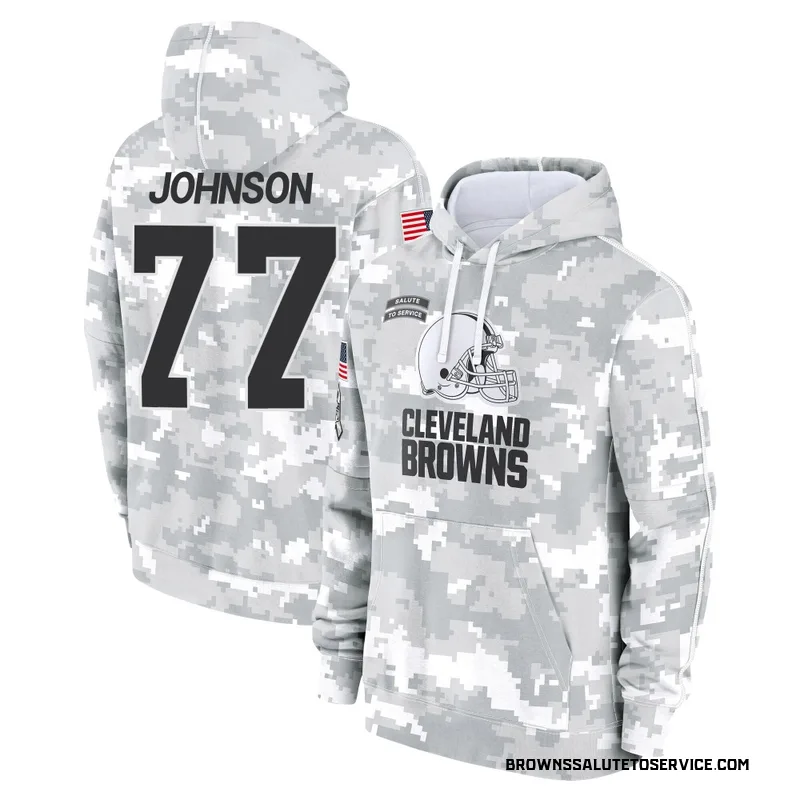 Men's Zion Johnson Cleveland Browns Camo Arctic 2024 Salute to Service Club Fleece Pullover Hoodie