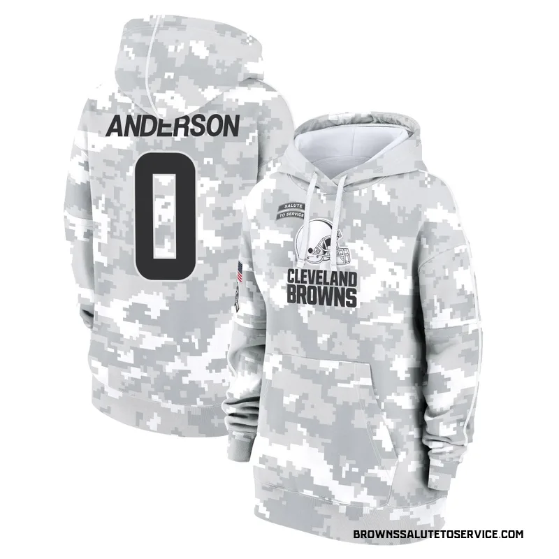Women's Aaron Anderson Cleveland Browns Camo Arctic 2024 Salute to Service Club Fleece Pullover Hoodie