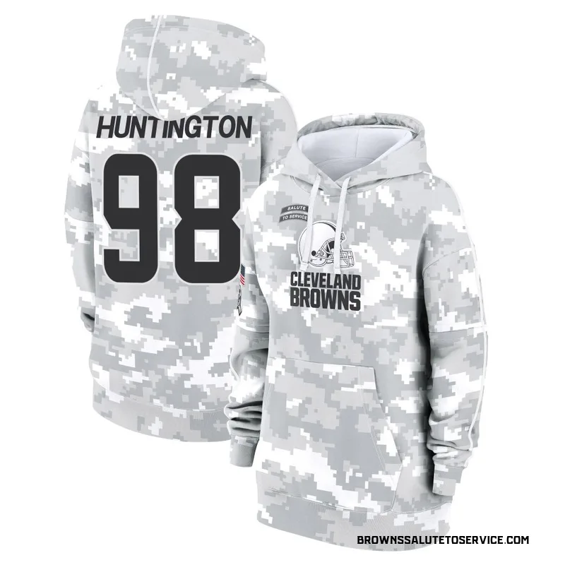 Women's Adin Huntington Cleveland Browns Camo Arctic 2024 Salute to Service Club Fleece Pullover Hoodie