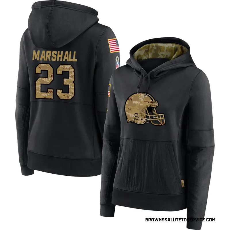 Women's Ahmani Marshall Cleveland Browns Black 2020 Salute to Service Sideline Performance Pullover Hoodie