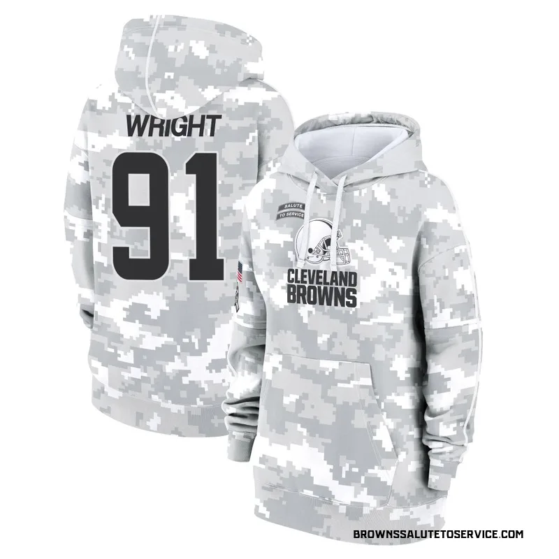 Women's Alex Wright Cleveland Browns Camo Arctic 2024 Salute to Service Club Fleece Pullover Hoodie