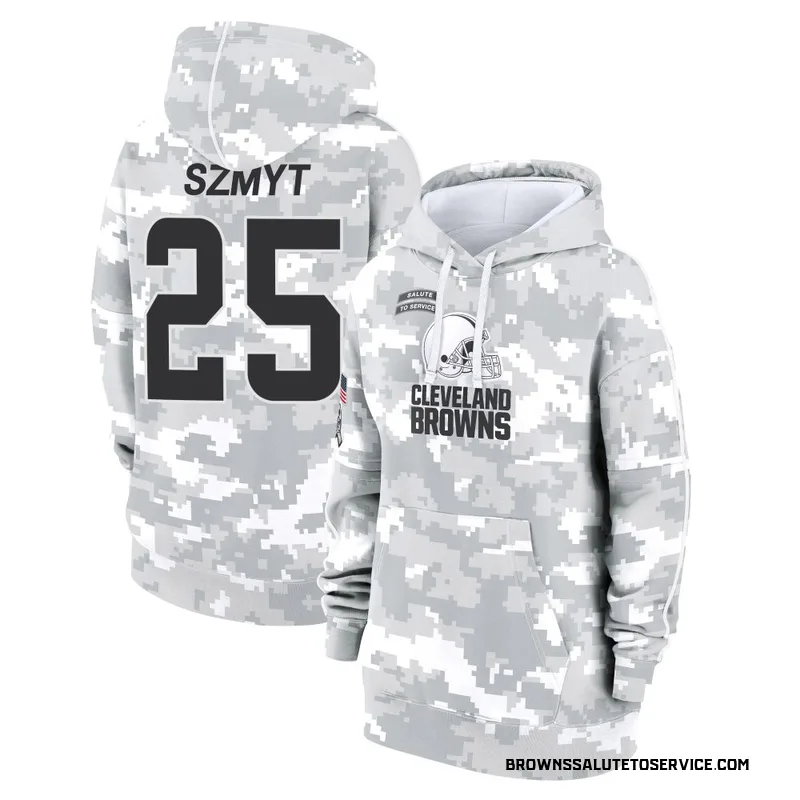 Women's Andre Szmyt Cleveland Browns Camo Arctic 2024 Salute to Service Club Fleece Pullover Hoodie