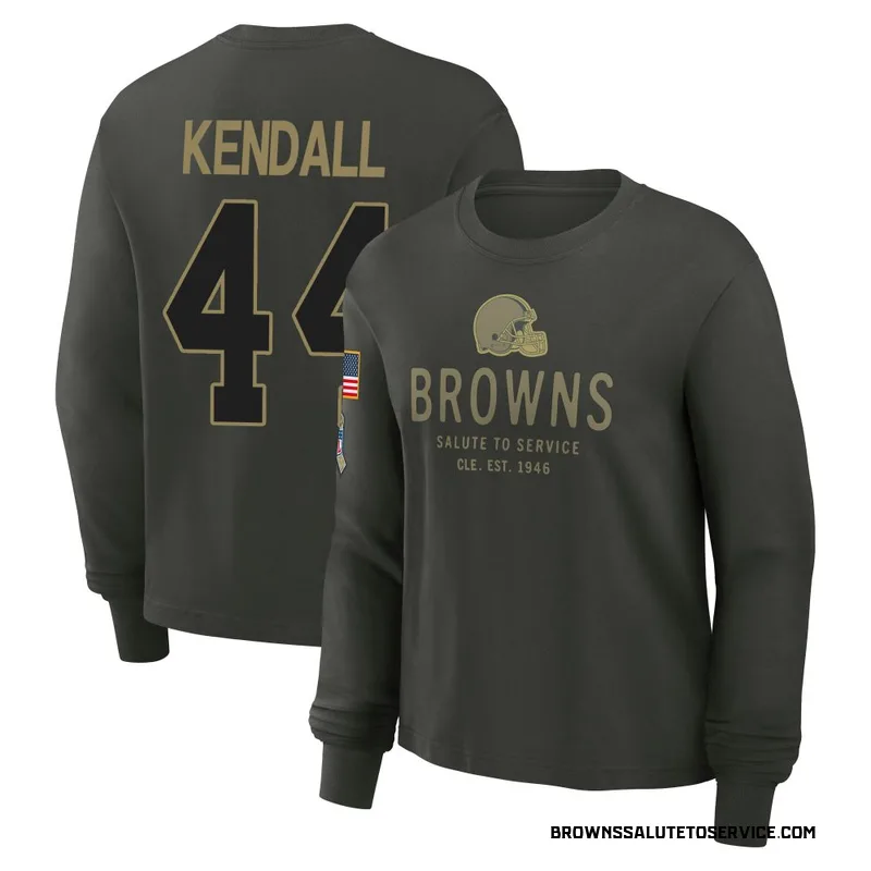 Women's Anthony Kendall Cleveland Browns Green Dark/ 2025 Salute to Service Sideline Long Sleeve T-Shirt