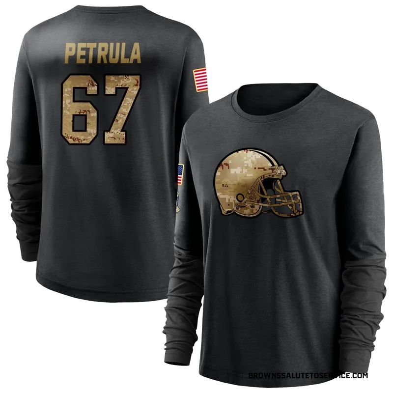 Women's Ben Petrula Cleveland Browns Black 2020 Salute To Service Sideline Performance Long Sleeve T-Shirt