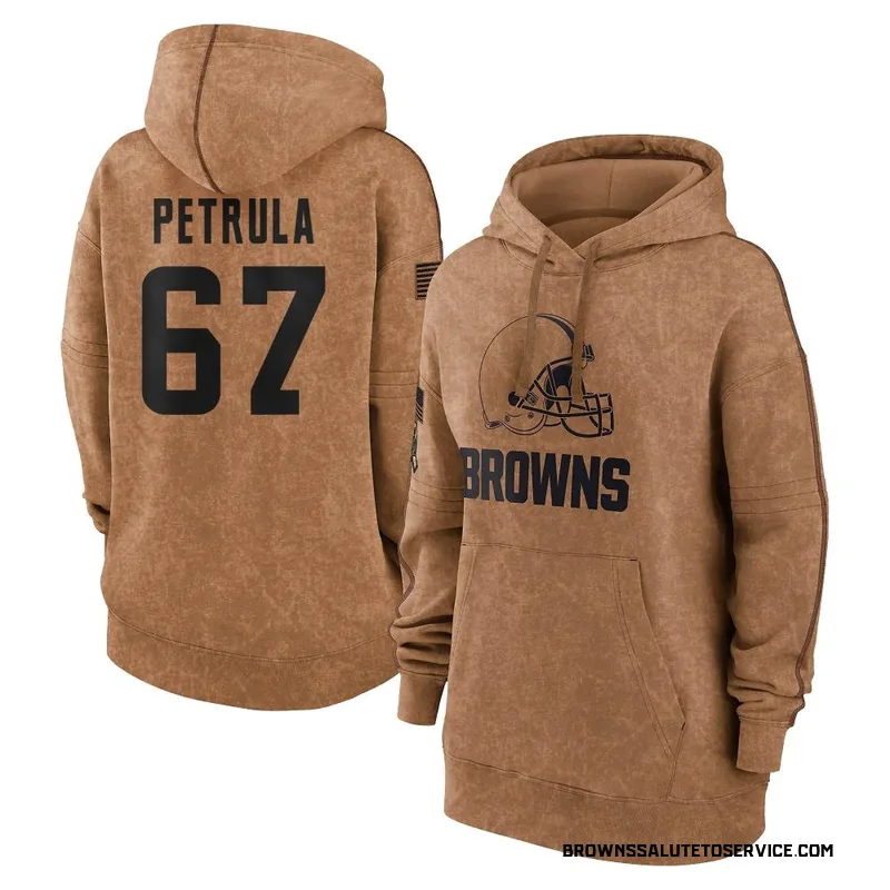 Women's Ben Petrula Cleveland Browns Brown 2023 Salute To Service Pullover Hoodie