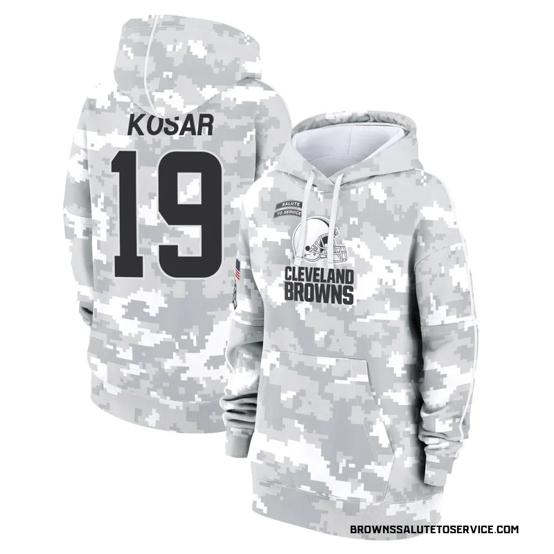 Women's Bernie Kosar Cleveland Browns Camo Arctic 2024 Salute to Service Club Fleece Pullover Hoodie