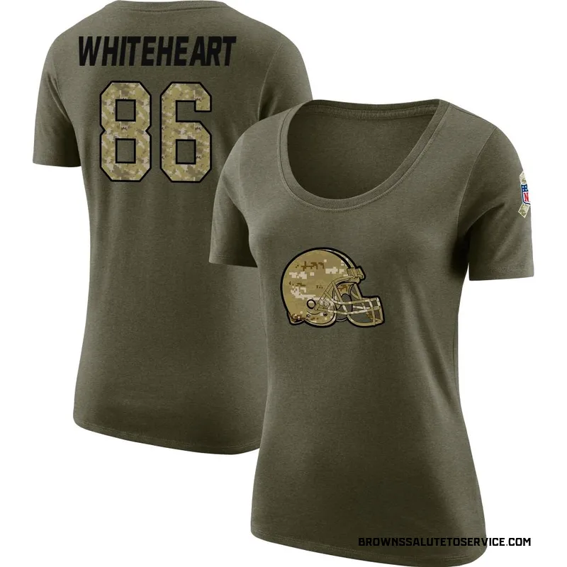 Women's Blake Whiteheart Cleveland Browns Legend Olive Salute to Service Scoop Neck T-Shirt