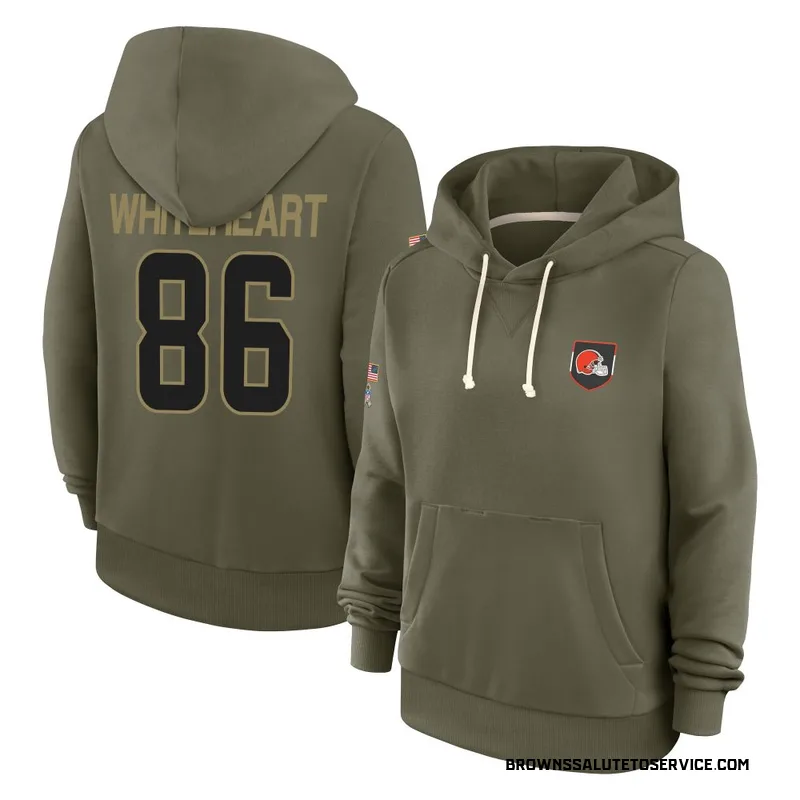 Women's Blake Whiteheart Cleveland Browns Olive 2025 Salute to Service Hoodie