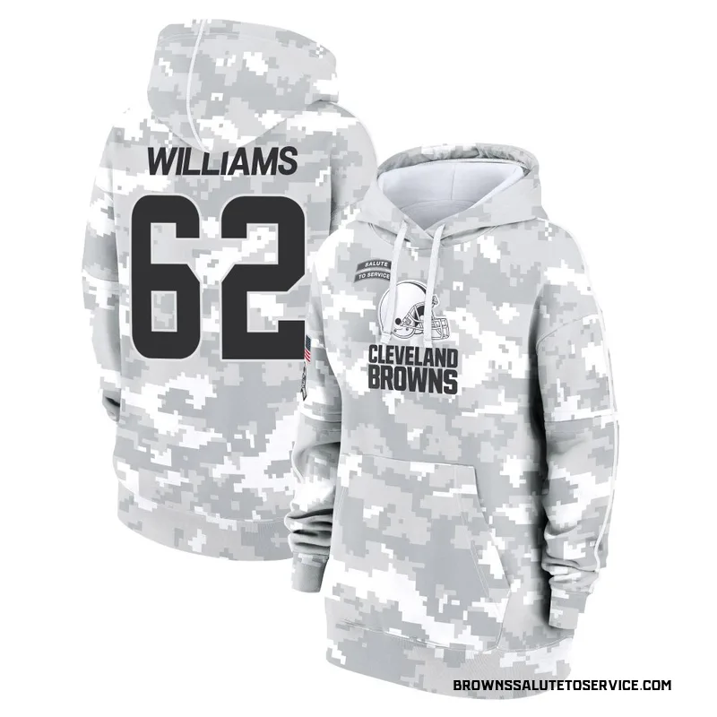 Women's Bucky Williams Cleveland Browns Camo Arctic 2024 Salute to Service Club Fleece Pullover Hoodie