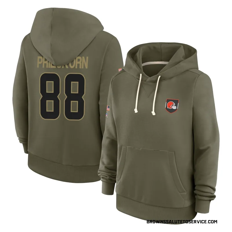 Women's Caden Prieskorn Cleveland Browns Olive 2025 Salute to Service Hoodie