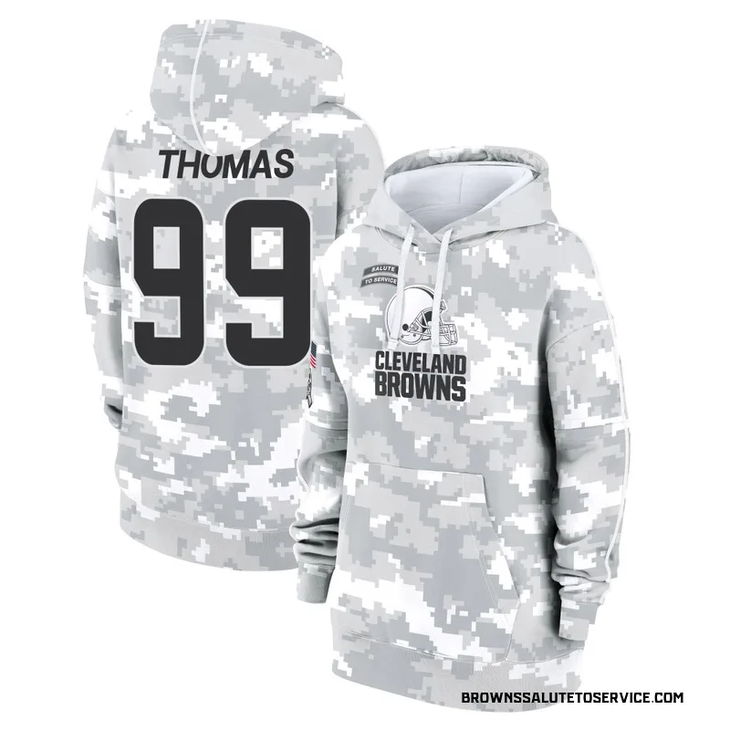 Women's Cameron Thomas Cleveland Browns Camo Arctic 2024 Salute to Service Club Fleece Pullover Hoodie