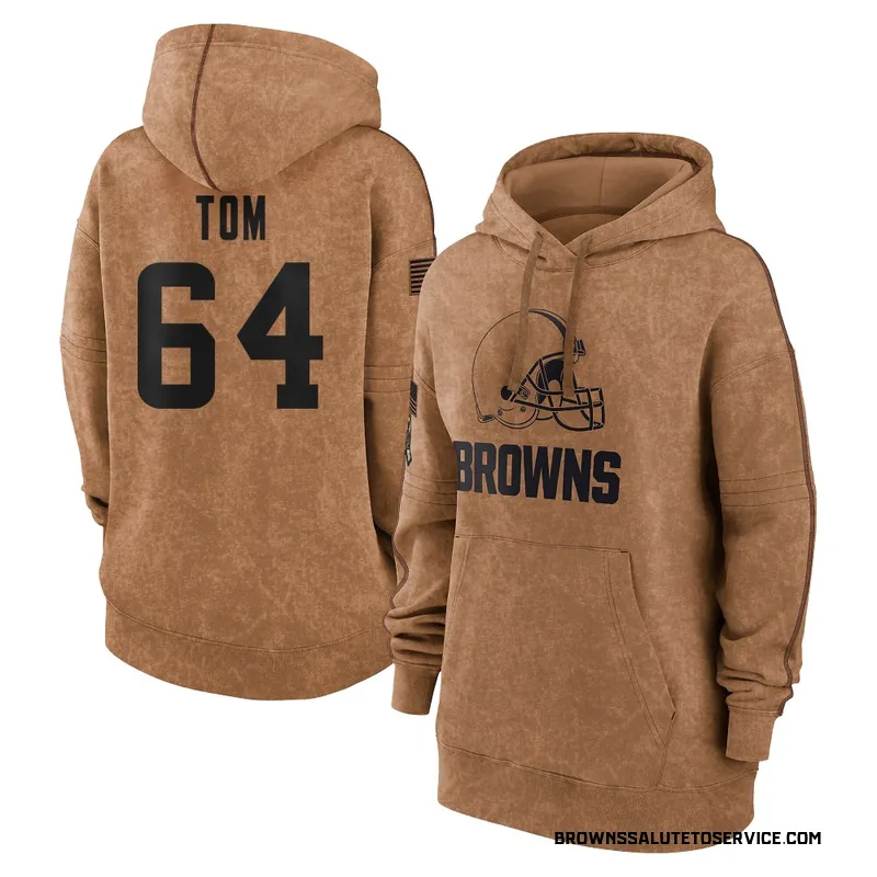 Women's Cameron Tom Cleveland Browns Brown 2023 Salute To Service Pullover Hoodie
