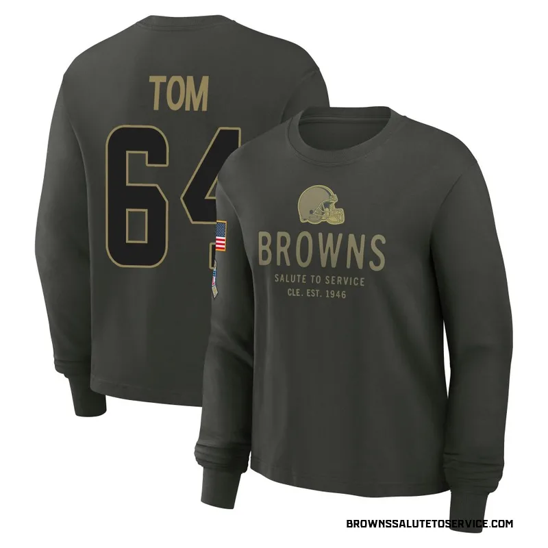 Women's Cameron Tom Cleveland Browns Green Dark/ 2025 Salute to Service Sideline Long Sleeve T-Shirt