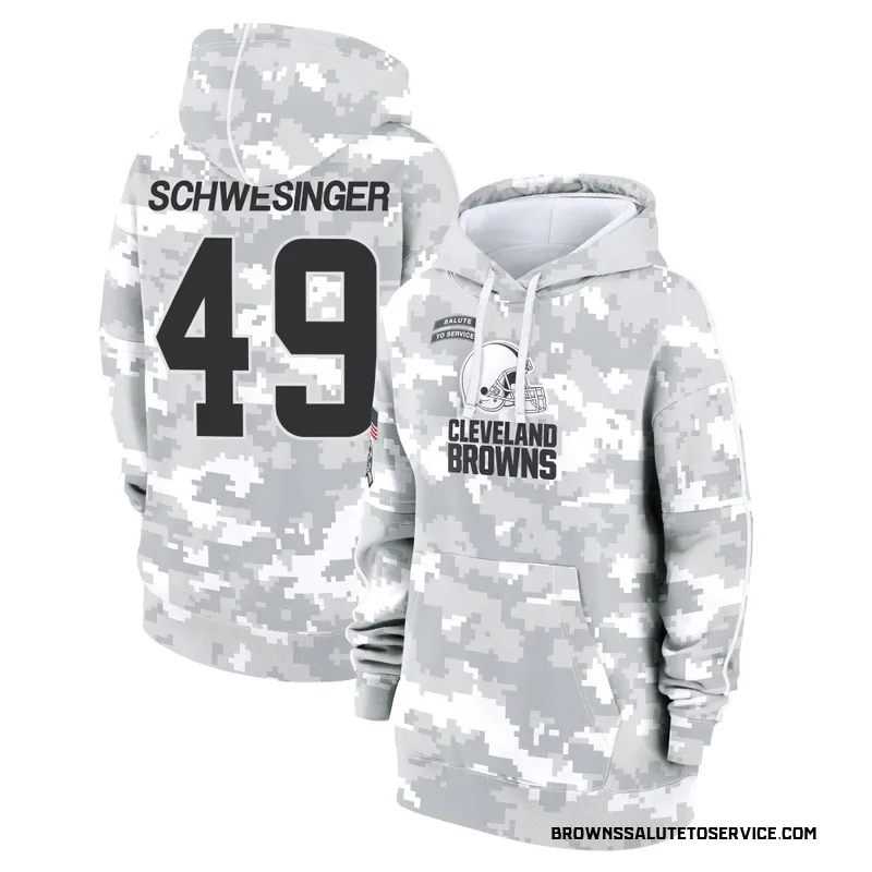 Women's Carson Schwesinger Cleveland Browns Camo Arctic 2024 Salute to Service Club Fleece Pullover Hoodie