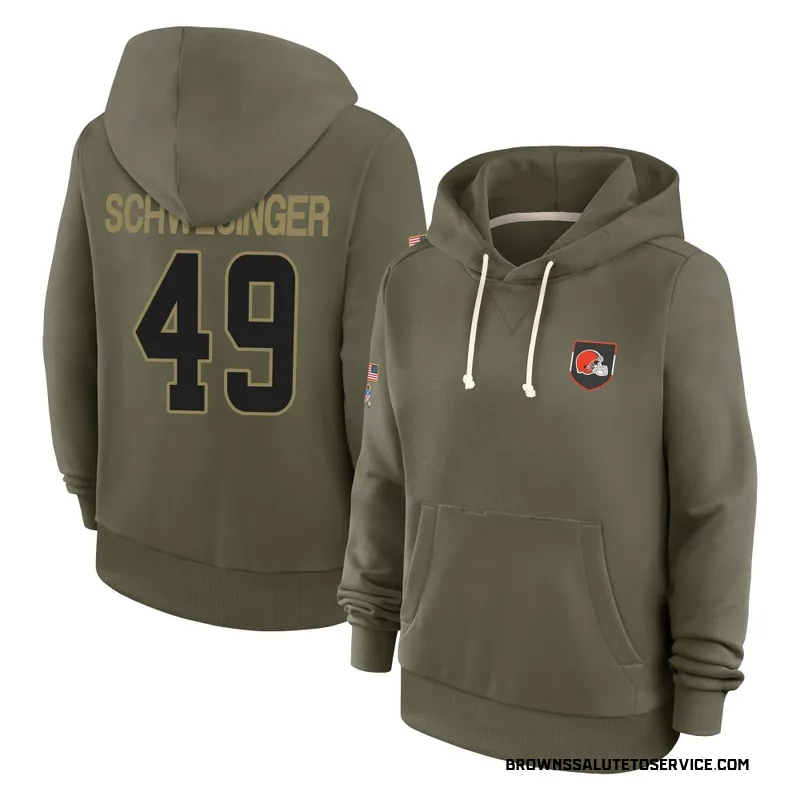 Women's Carson Schwesinger Cleveland Browns Olive 2025 Salute to Service Hoodie