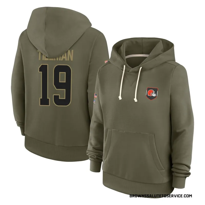 Women's Cedric Tillman Cleveland Browns Olive 2025 Salute to Service Hoodie
