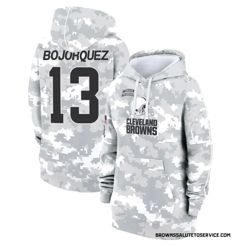 Women's Corey Bojorquez Cleveland Browns Camo Arctic 2024 Salute to Service Club Fleece Pullover Hoodie