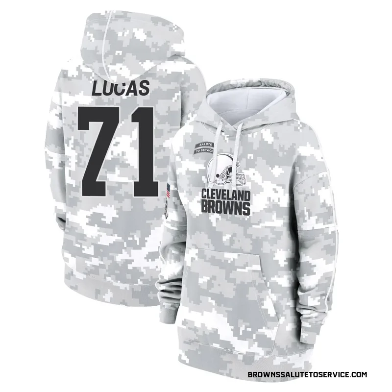 Women's Cornelius Lucas Cleveland Browns Camo Arctic 2024 Salute to Service Club Fleece Pullover Hoodie