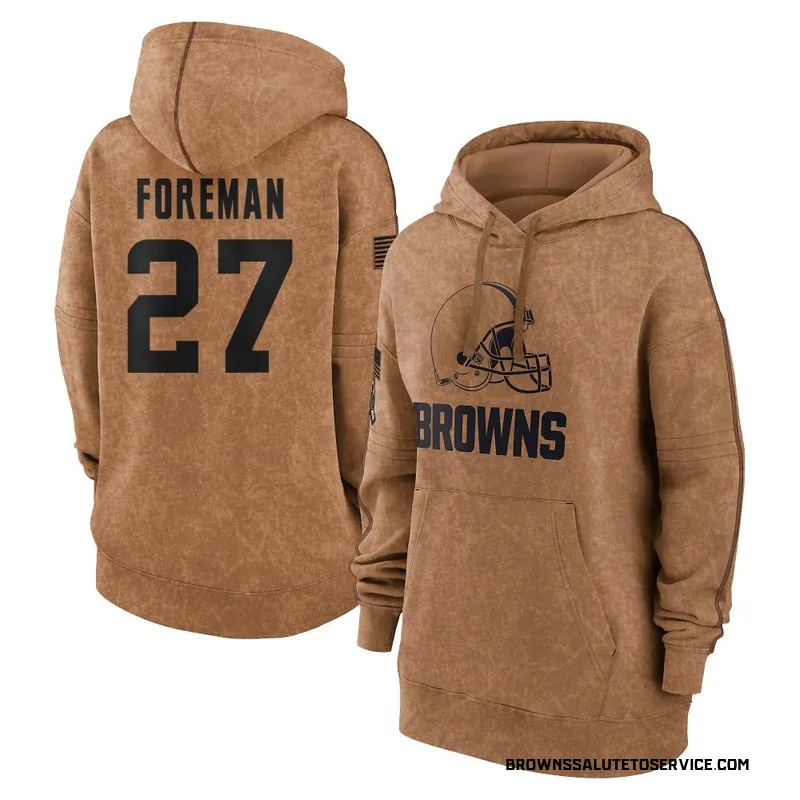 Women's D'Onta Foreman Cleveland Browns Brown 2023 Salute To Service Pullover Hoodie