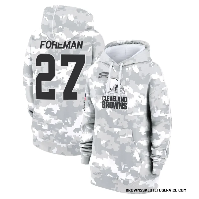 Women's D'Onta Foreman Cleveland Browns Camo Arctic 2024 Salute to Service Club Fleece Pullover Hoodie