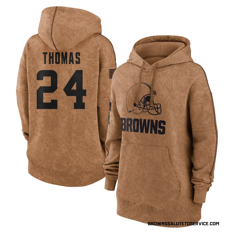Women's Daniel Thomas Cleveland Browns Brown 2023 Salute To Service Pullover Hoodie