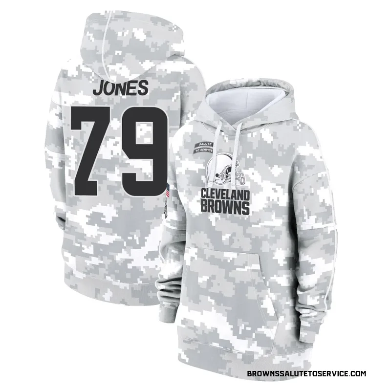 Women's Dawand Jones Cleveland Browns Camo Arctic 2024 Salute to Service Club Fleece Pullover Hoodie
