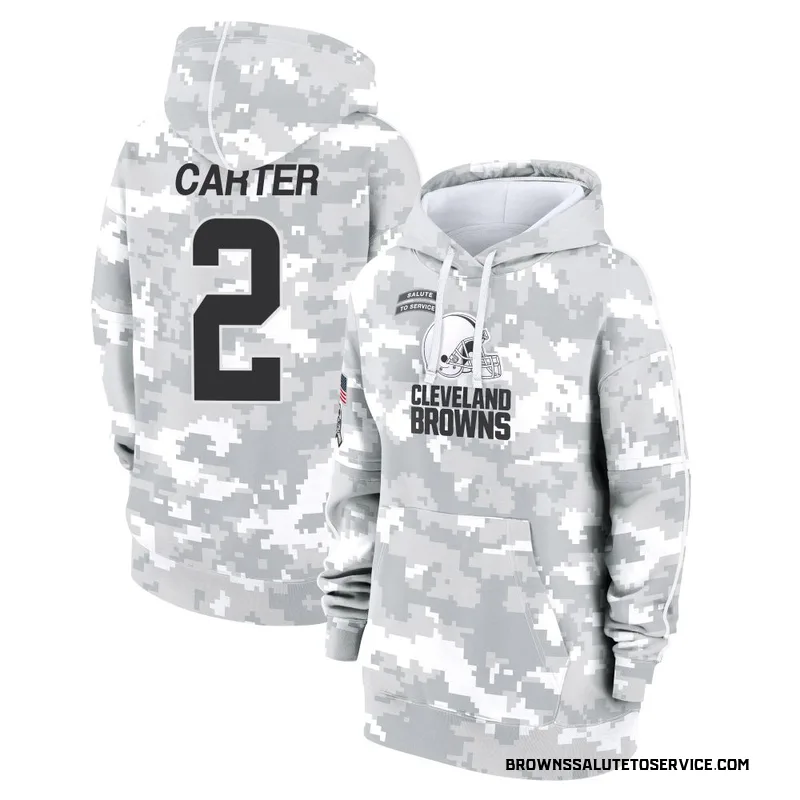 Women's DeAndre Carter Cleveland Browns Camo Arctic 2024 Salute to Service Club Fleece Pullover Hoodie