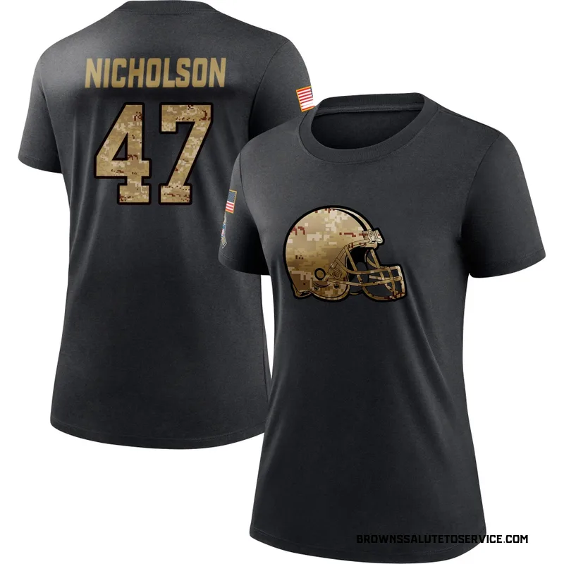 Women's DeCarlos Nicholson Cleveland Browns Black 2020 Salute To Service Performance T-Shirt
