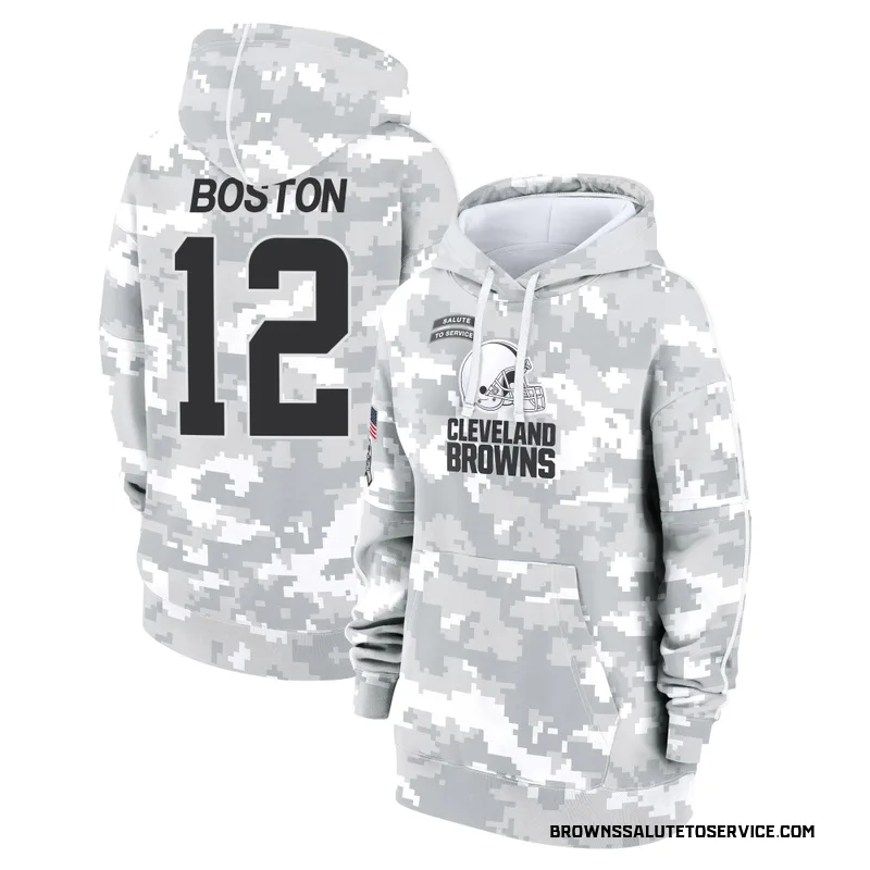 Women's Denzel Boston Cleveland Browns Camo Arctic 2024 Salute to Service Club Fleece Pullover Hoodie