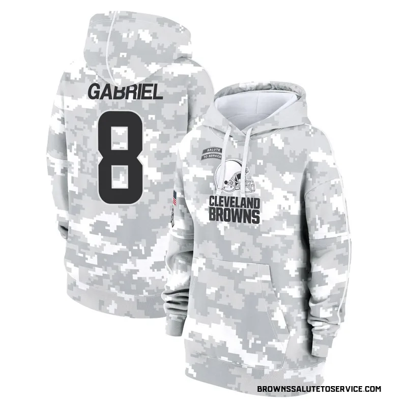 Women's Dillon Gabriel Cleveland Browns Camo Arctic 2024 Salute to Service Club Fleece Pullover Hoodie