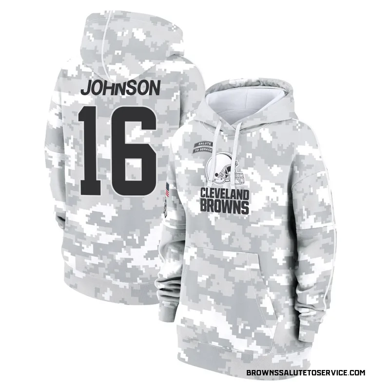 Women's Diontae Johnson Cleveland Browns Camo Arctic 2024 Salute to Service Club Fleece Pullover Hoodie