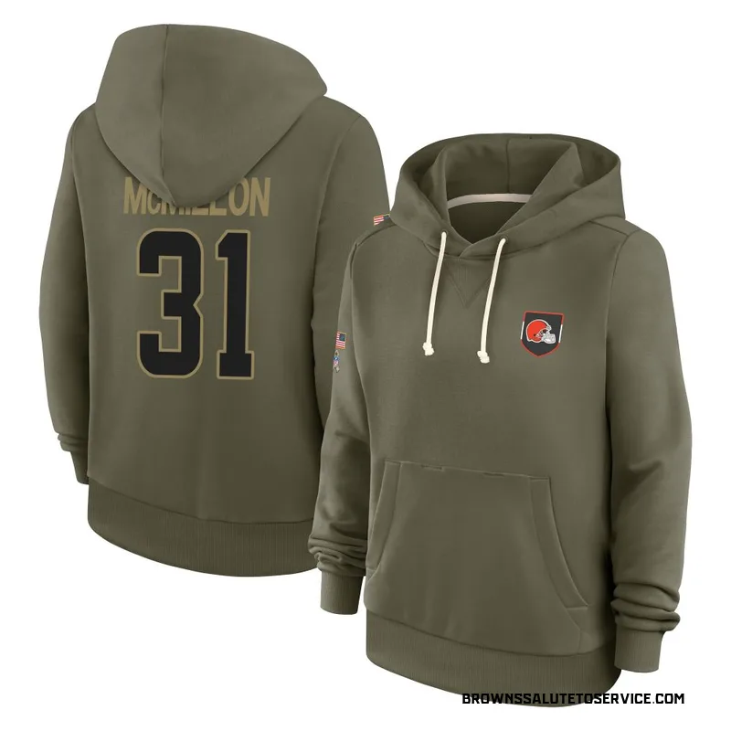 Women's Donovan McMillon Cleveland Browns Olive 2025 Salute to Service Hoodie