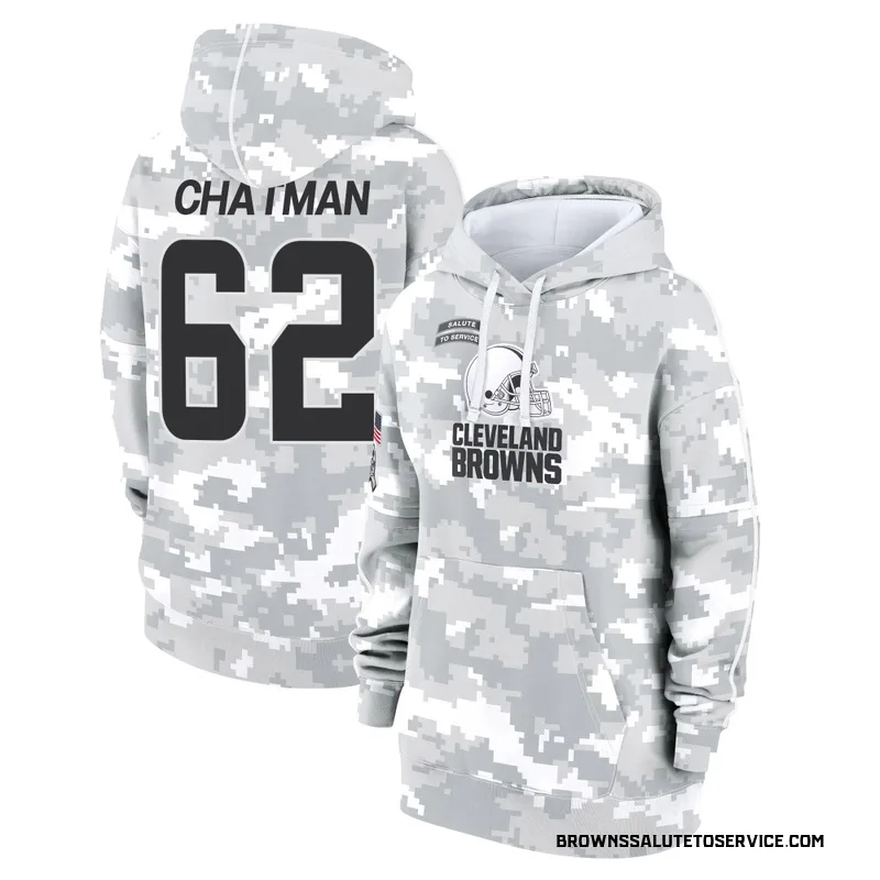 Women's Elijah Chatman Cleveland Browns Camo Arctic 2024 Salute to Service Club Fleece Pullover Hoodie