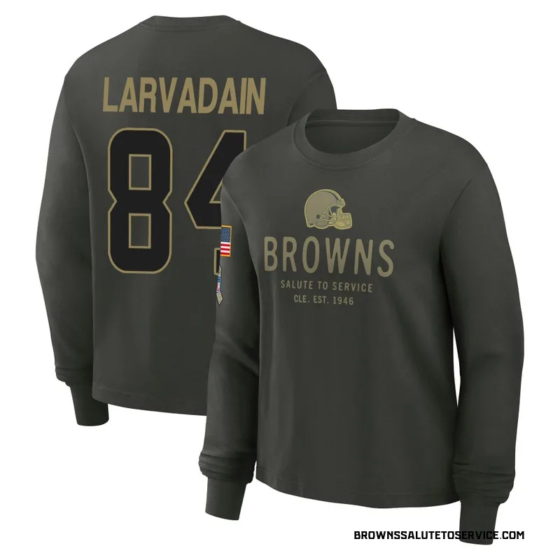 Women's Gage Larvadain Cleveland Browns Green Dark/ 2025 Salute to Service Sideline Long Sleeve T-Shirt
