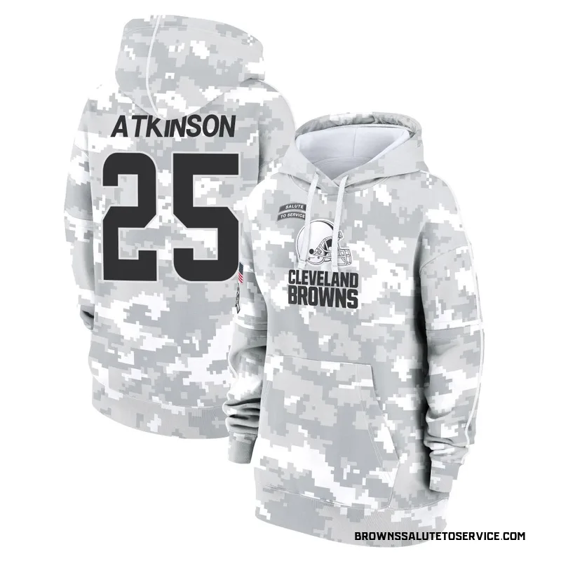 Women's George Atkinson Cleveland Browns Camo Arctic 2024 Salute to Service Club Fleece Pullover Hoodie