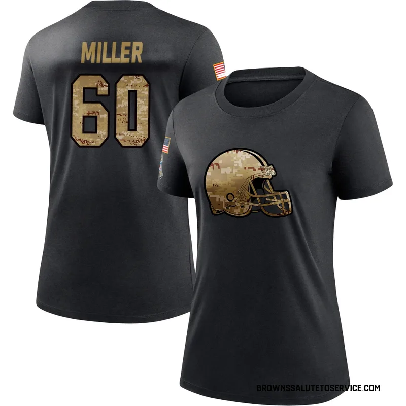 Women's Izavion Miller Cleveland Browns Black 2020 Salute To Service Performance T-Shirt